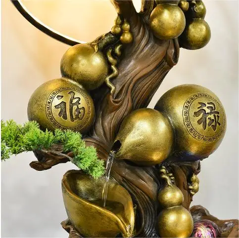 Chinese-style Gourd Rockery Flowing Water Fountain Ornaments Living Room Entrance Hall Store Opening New Home Gift Lucky Deco