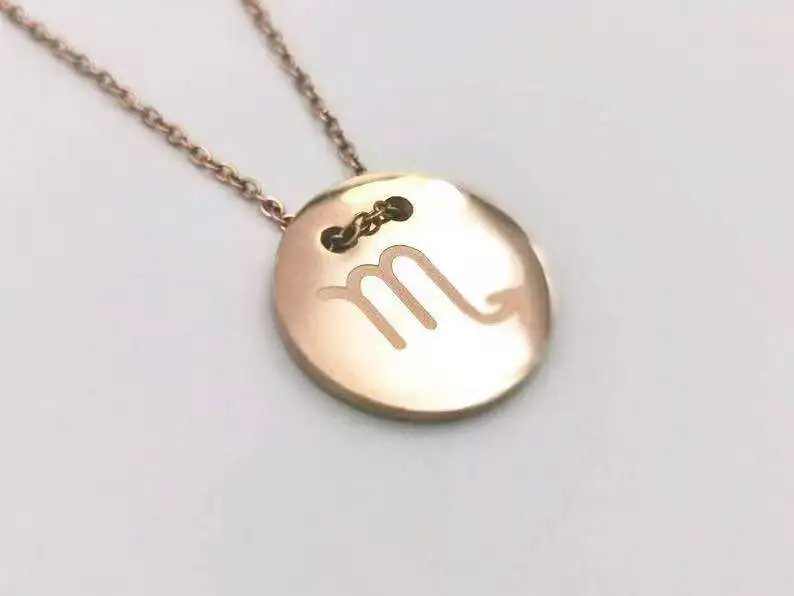 Gold Zodiac Pendants Necklace Aries Taurus Gemini Cancer Leo Virgo Libra Scorpio Aquarius Pisces Astrology symbols