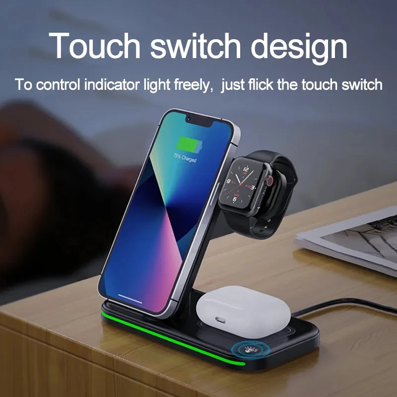 3In1 15W Smart Watch Magnetic Multi Function Charger Stand Qi Fast Wireless Phone Charging for iohone 11 12 13 14 15 16 pro max