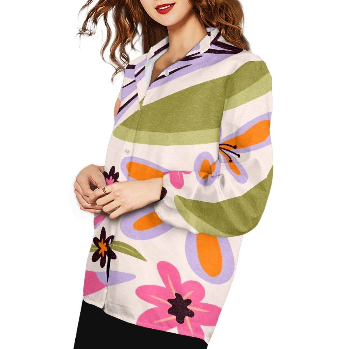 Unique sweet style Suit Your Preferences Custom latest travel wear match Lady Long Sleeve fashionable Slim sexy Pajamas Shirt