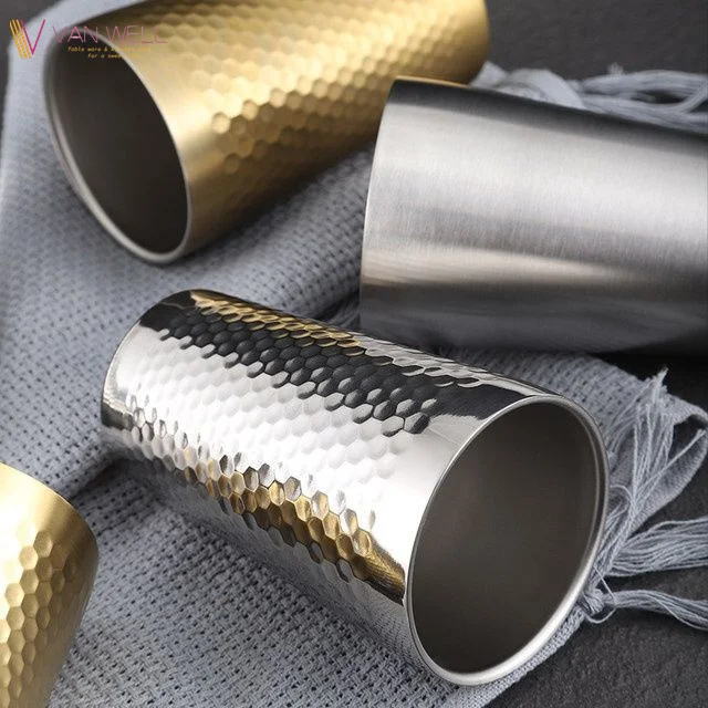 Hot Sale Party Club Hammered Double Wall Vacuum Tumbler Juice Cup Reusable 304 Stainless Steel Beer Cup Reusable