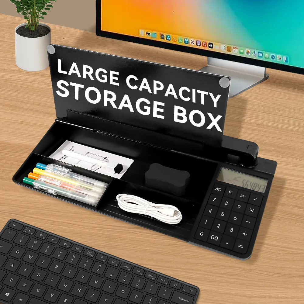 Customize Logo Dry Erase Black Glass Desktop  Keyboard Whiteboard Calculator Notes With Lamp
