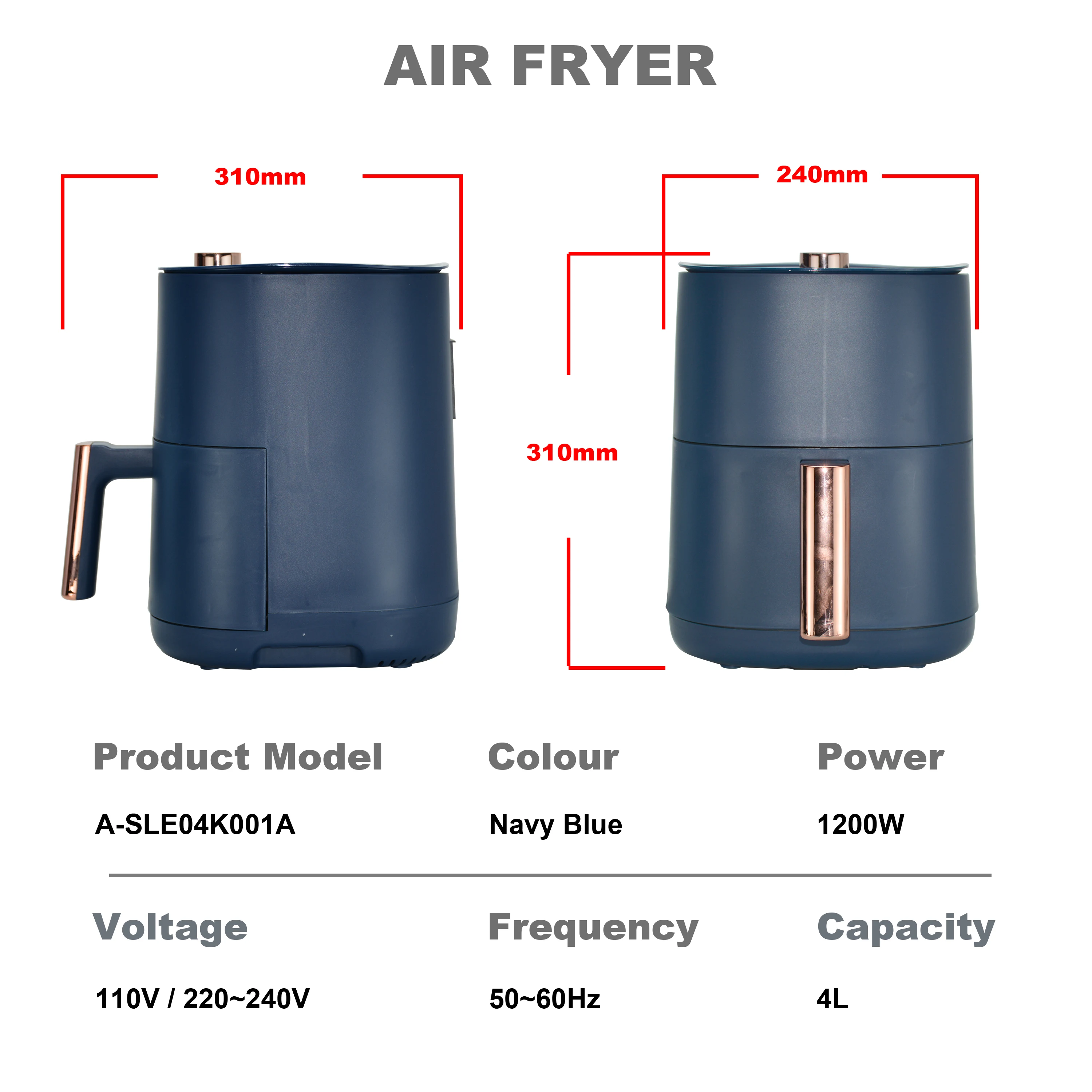 Cheapest promotion air flyer 4L  single knob control