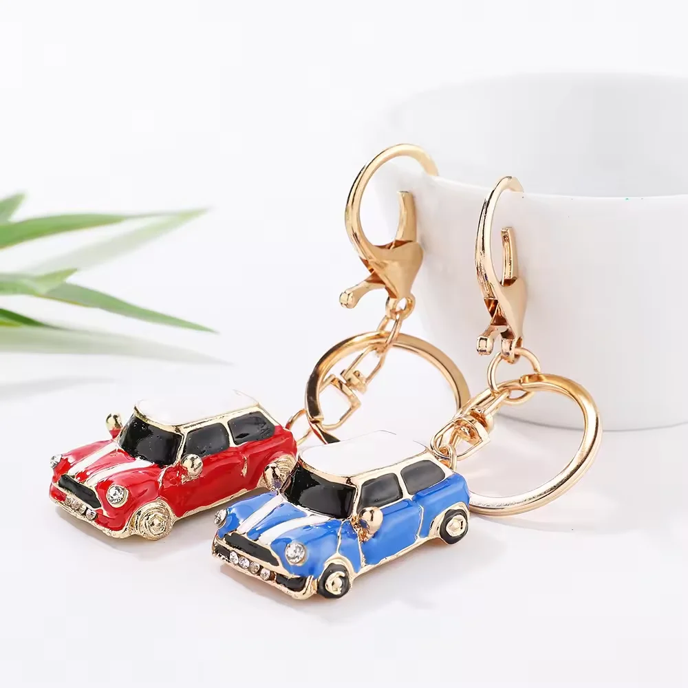 Wholesale Oil Drop Metal Car Pendant Key Rings Custom Multi Color Enamel Cars Shaped Keychain