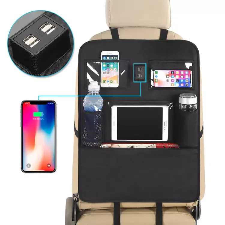 Car Travel Accessories Portable Back Support Car Back Seat Organizer Car Storage Organizer with Foldable Table