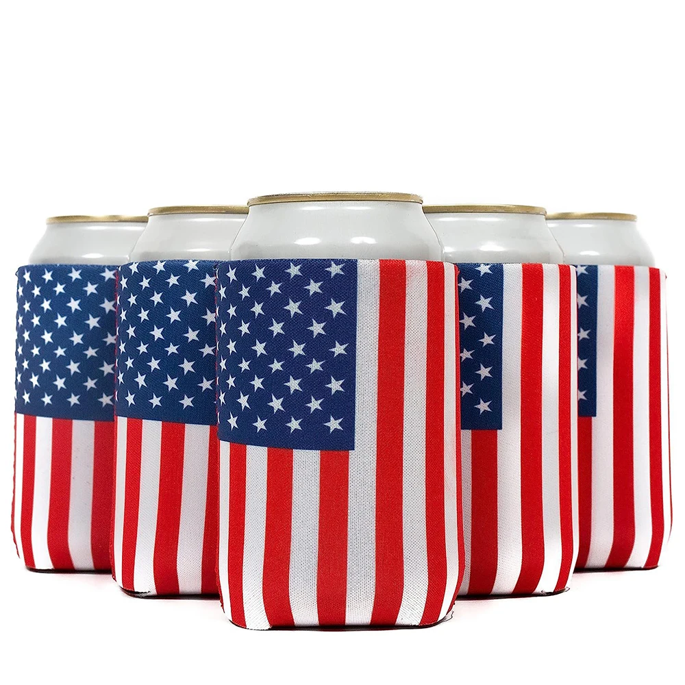 Foldable Soft Can Cooler Cup Sleeve With Bottom 3mm Neoprene Collapsible Beer Bottle Holder for Birthdays Wedding Drink Cooler