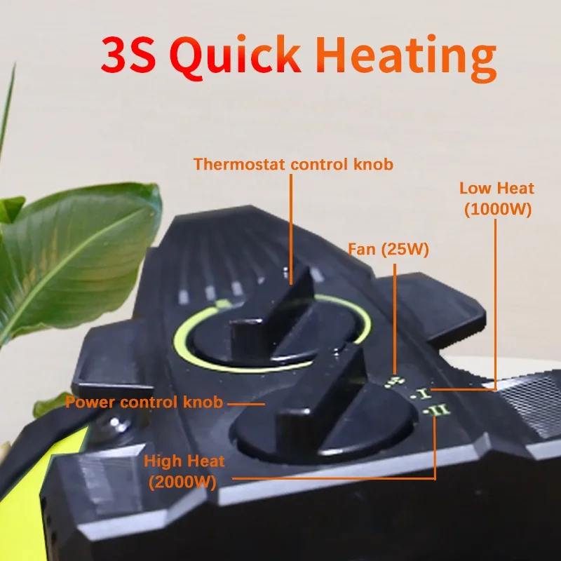 2000 Watt Fast Heating Portable Electric Fan Heater New Design Mini Electric Ptc Air Fan Heater Motor Customized Stainless Steel