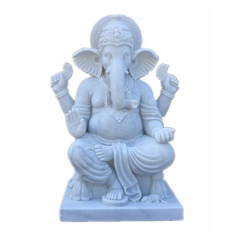 White Marble Home Garden Decor Hindu Gods Big Ganesha Statue