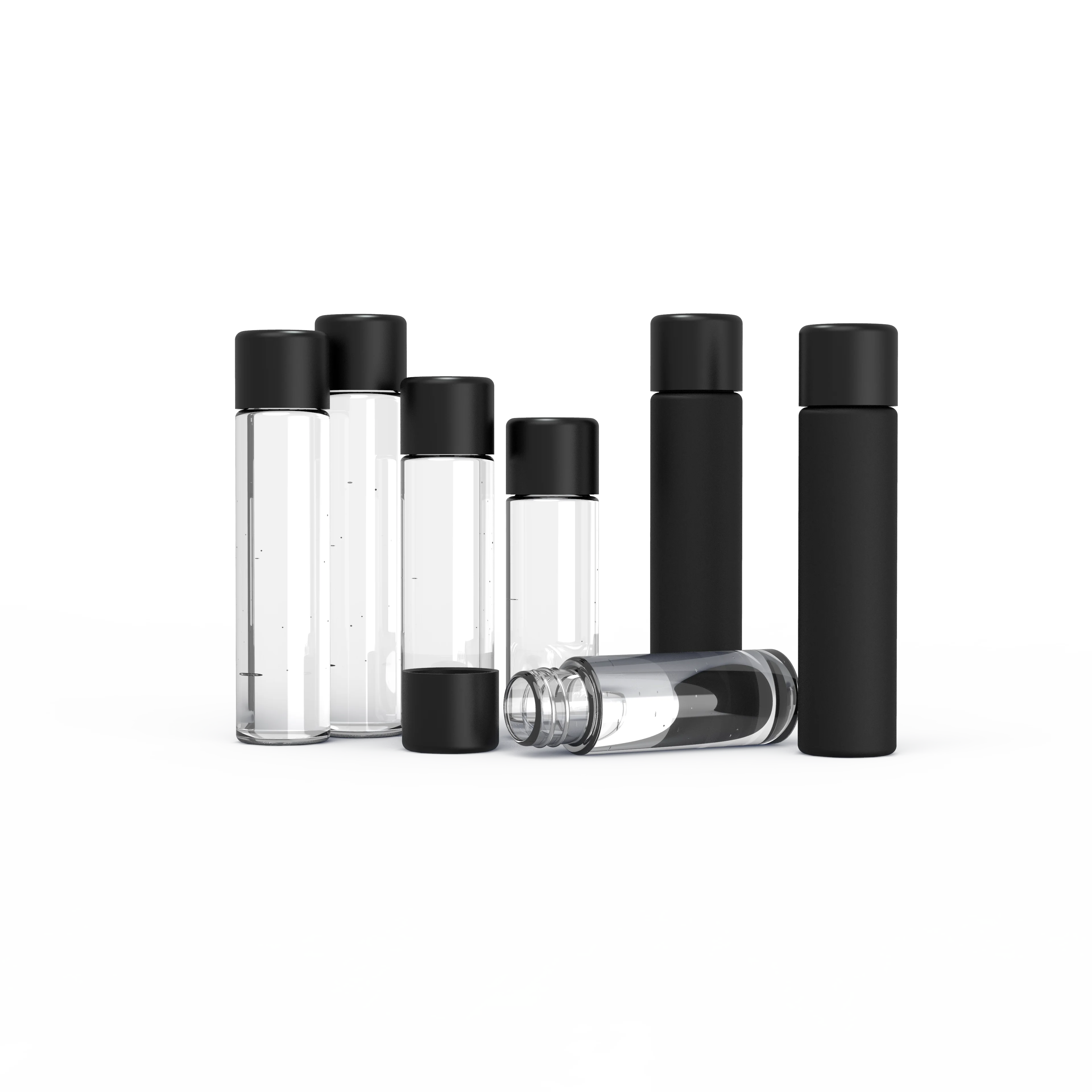 custom printed 100mm glass material smell proof cr transparent storage tube with child resistant screw lid