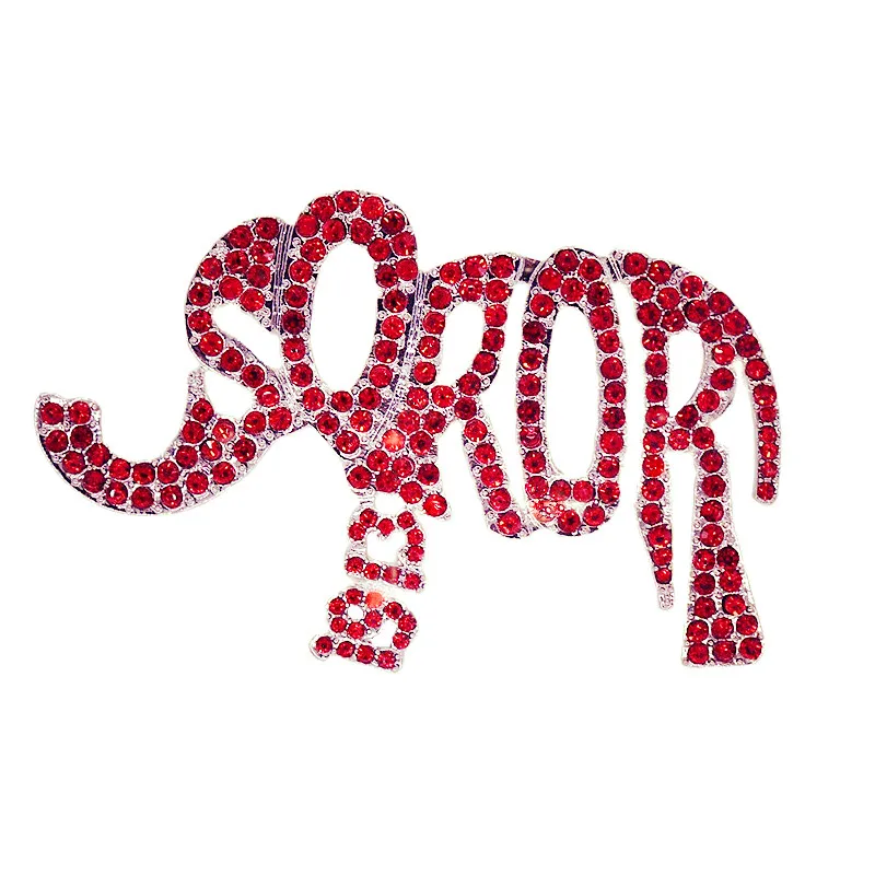 Popular College Association Animal Pin Women Dress Decoration Red Rhinestone Covered Greek Delta Elephant Soror 1913 Brooch