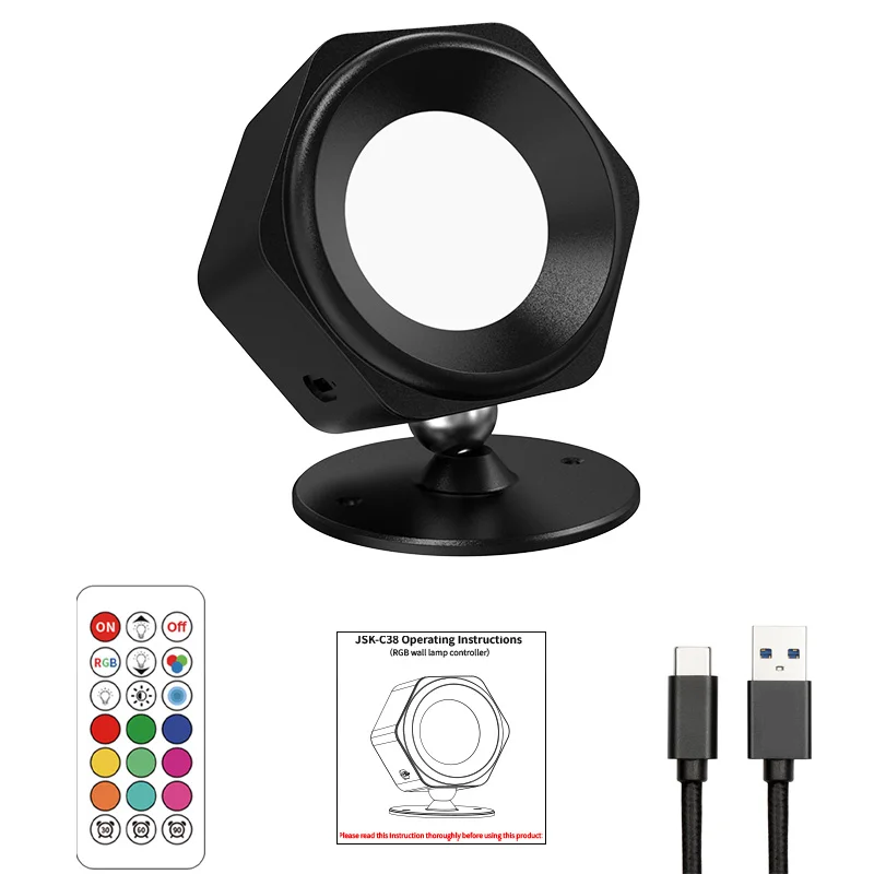 Indoor RGB Wall Lighting for Bedroom Modern Battery Operated Wall Lights Decorative Wall Lamp for Home