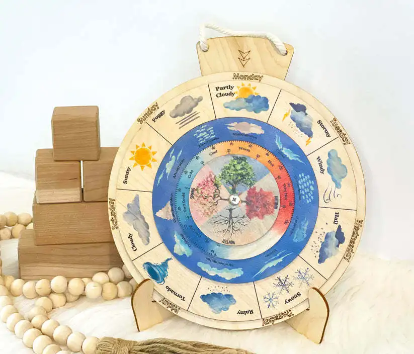 Wholesale Creative Pendant Wooden Wheel Calendar Wooden Crafts For Home Decoration