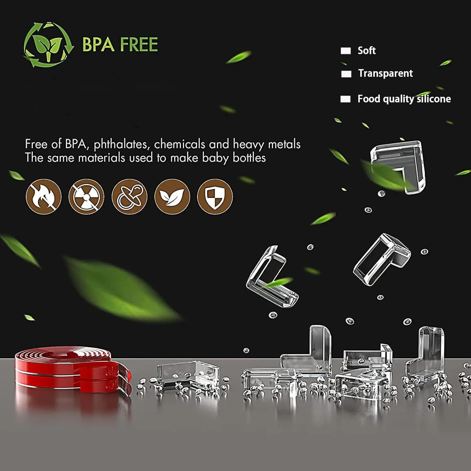 Transparent PVC Adhesive Safety Edge Strip Angle Protection for Furniture & Table Corners Baby-Safe Corner Bumper