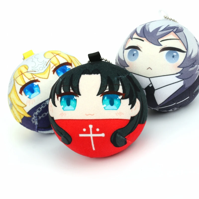 Cartoon anime character customized VOGRACE round shape manjuu hot sale PP cotton ball beads short plush pillow keychain  no MOQ