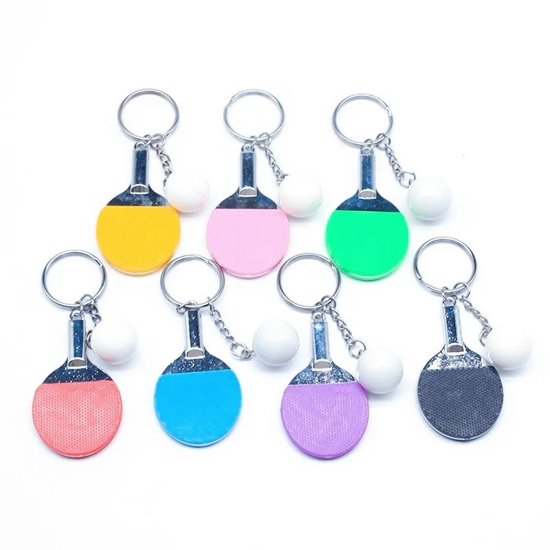 Wholesale 3D  mini Badminton keychain Table tennis racket keychain Golf club keychain