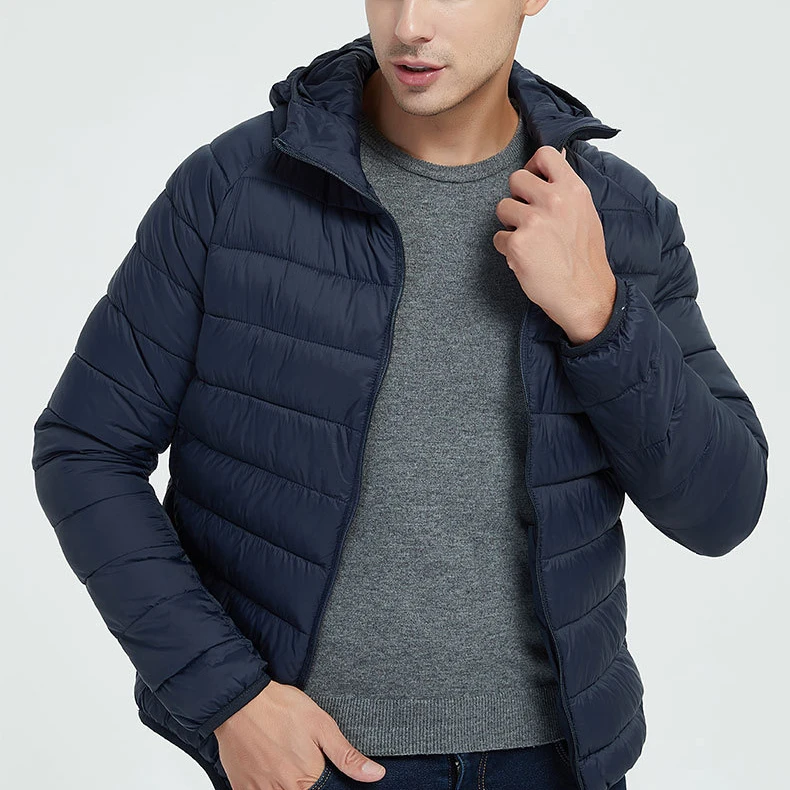 2022 Custom Logo Nylon Puff Light Warm Duck Feather Hooded Jacket winter Down bubble windproof polo Puffer For Men Jackets