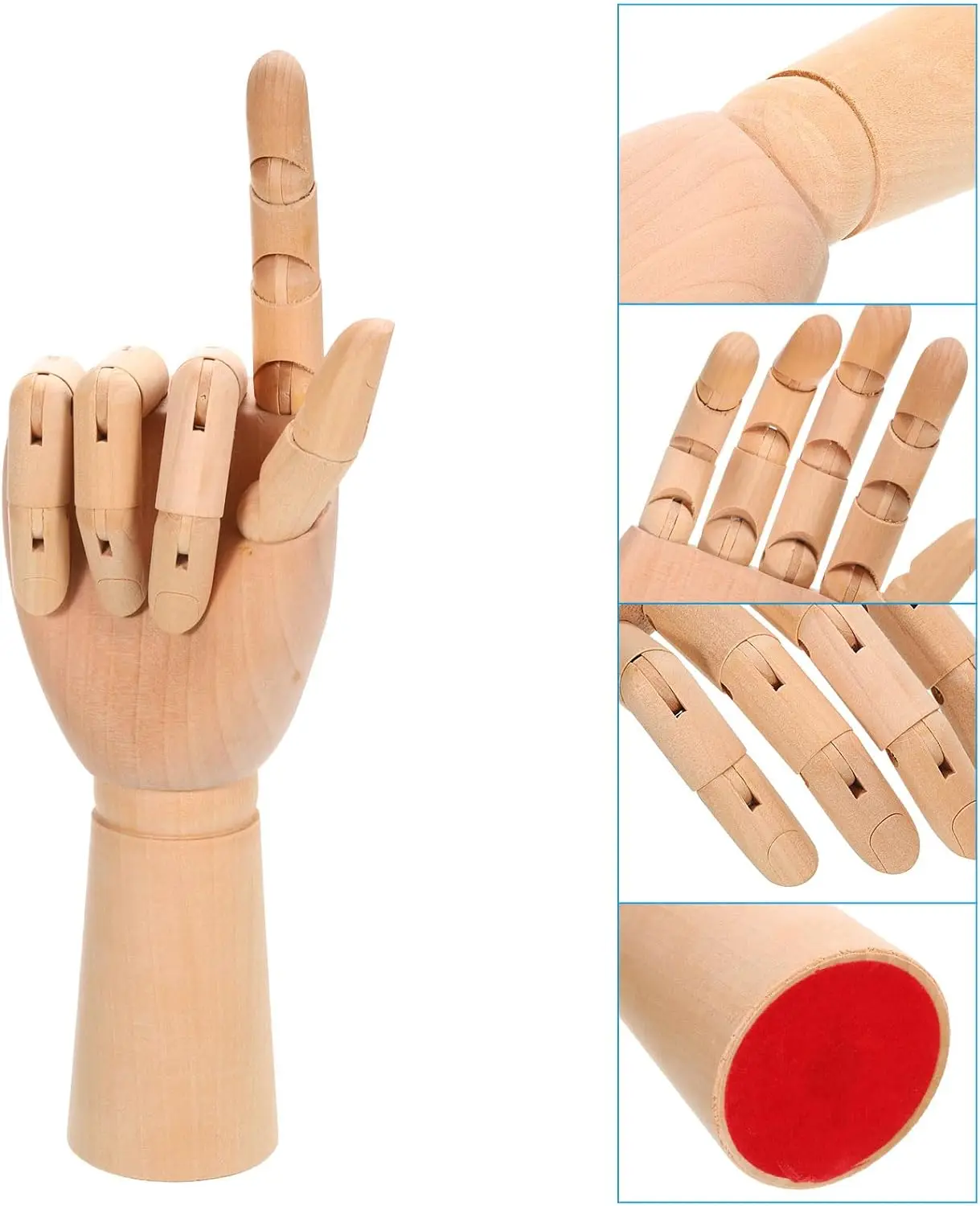Flexible Wooden Hand Model 12 Inches Men Right Hand Model for Sketching Drawing Painting Home Office Desk Decoration