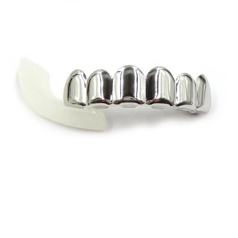 New HIPHOP Custom Silver 18K Real Gold Plated Brass VVS Grillz Teeth Bustdown Top And Bottom Ice Out Grillz Box For Tooth