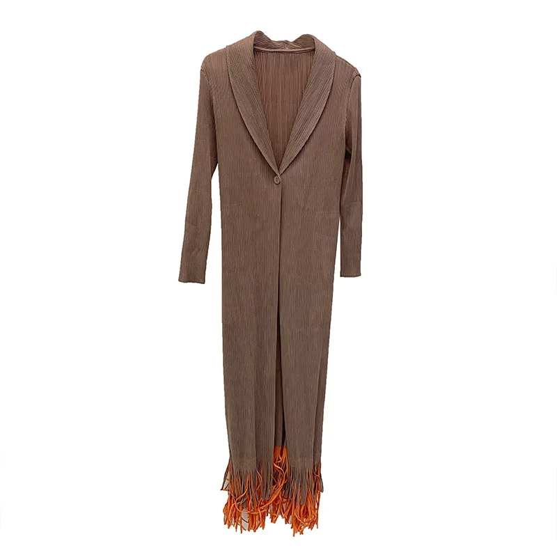 plus size coats Solid color coats for ladies Summer thin fringed long coat 2023