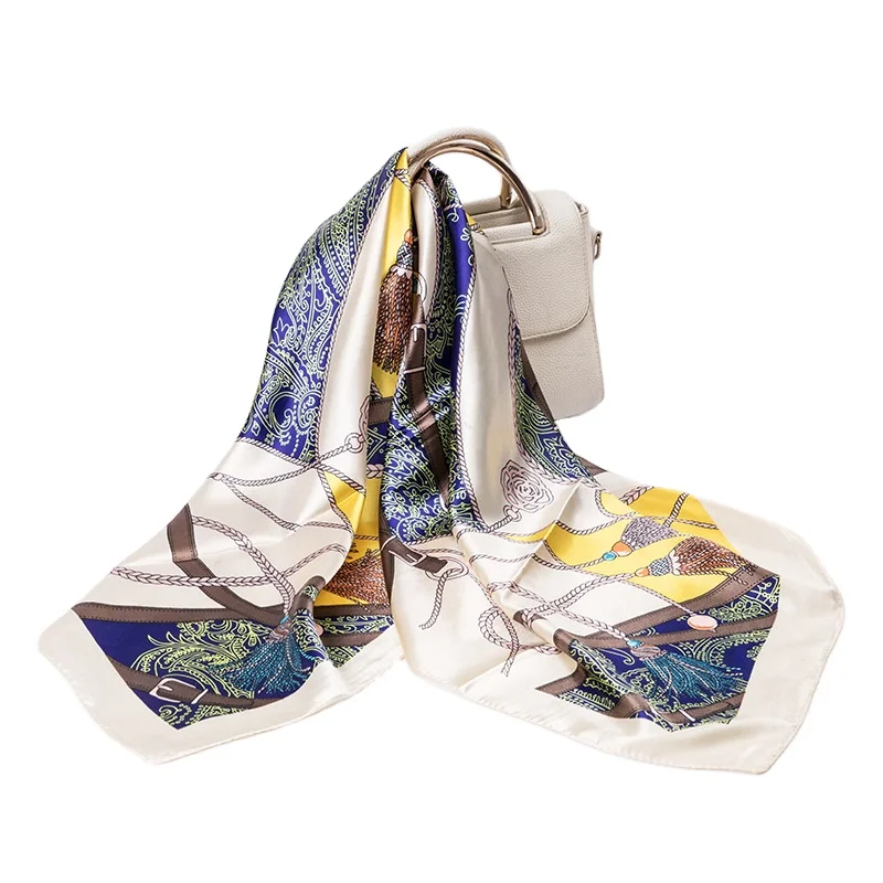 Satin Scarf Manufacture Custom Neck Silk Like Scarf Women Ladies Square Satin 90x90 Scarves