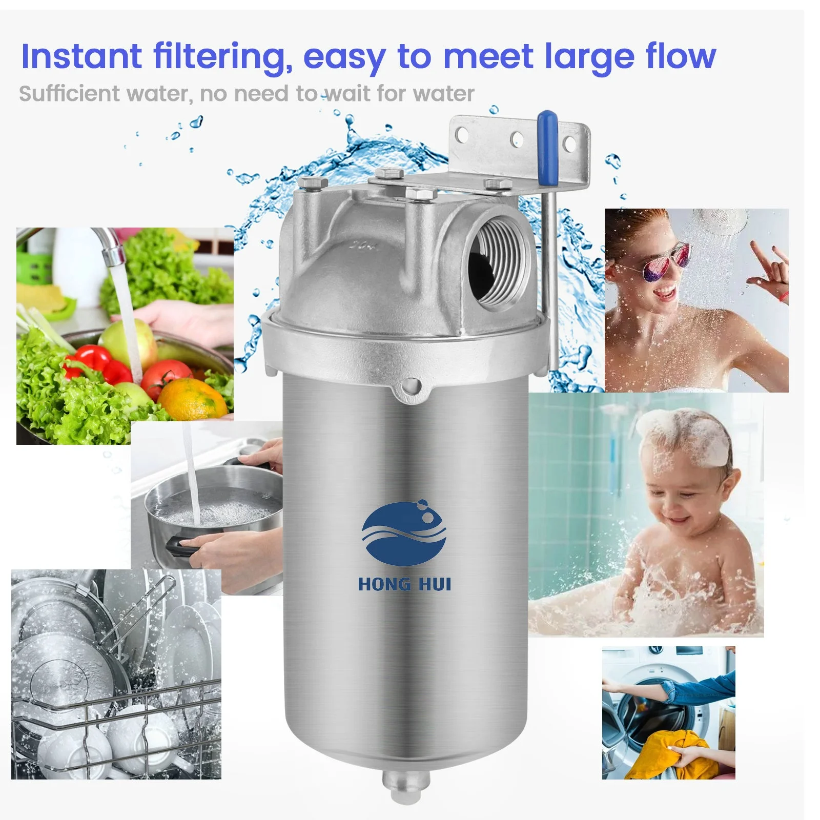 HONG HUI HMS-5C NSF Stainless Steel 304 Filter Housing 5 Inch Filter Housing Clear Water Filter Housing