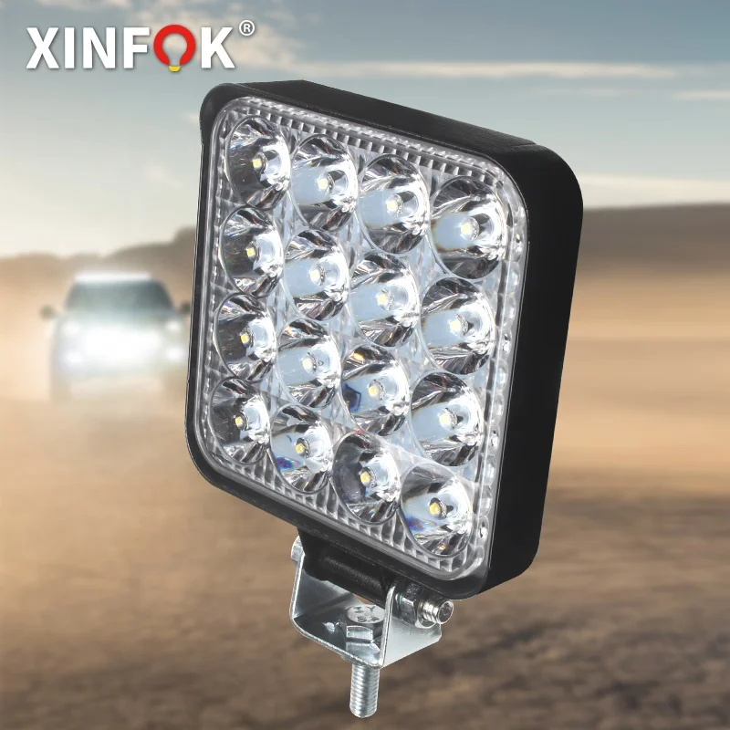  XINFOK Автомобильный светодиодный прожектор 3030 SMD 48 Вт DC 12 В 24 вольт 6500K рабочее освещение для FSO универсальный грузовик 4x4