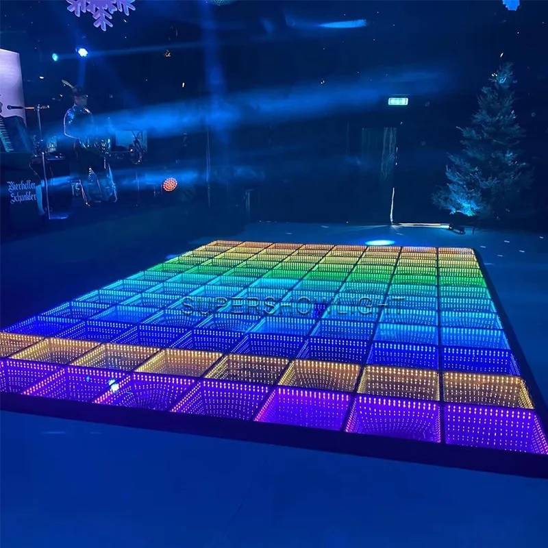 Supershow 3d luxurious led dance floor lumineuse led infinity mirror wireless dance floor for dj disco