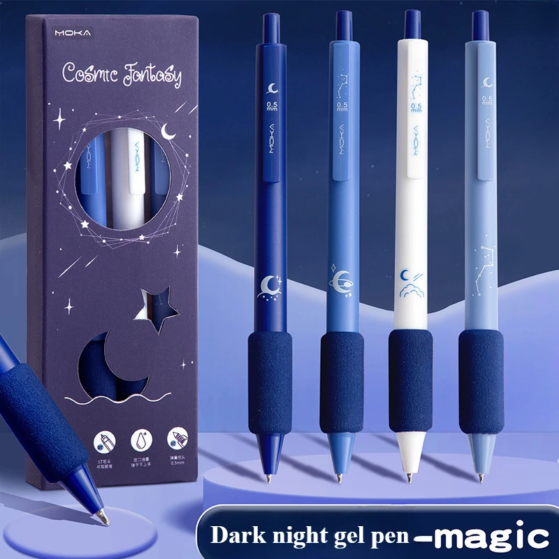 School supplies to protect finger soft gel pen 4pcs/box of black 0.5mm ballpoint pens set of pens for kids kawaii