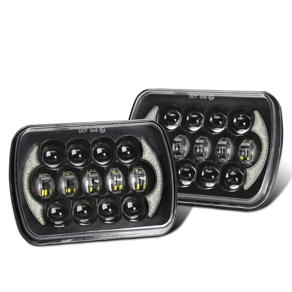 5x7 Inch High Low Beam Led Headlights H6054 with Angel Eyes DRL Car 7x6 Led Headlight Compatible with Wrangler YJ XJ