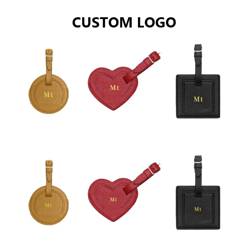 Custom Logo Genuine Leather Luggage Tag For Travel Trip Real Leather Suitcase Tags For Promotions Gifts Custom Packaging Low MOQ