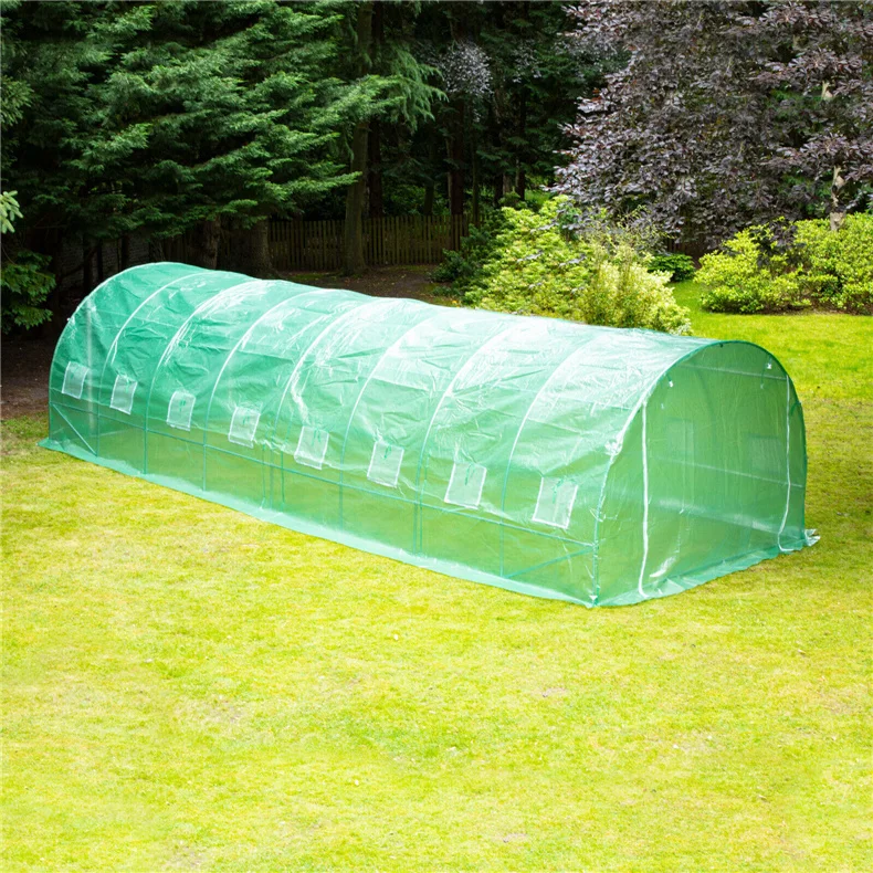 8m 10m 12m Walk-in Poly Tunnel Round Gable Top Garden Greenhouse Heat Shed