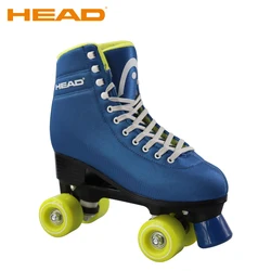 Head Wholesale Multi color Blue Yellow Leather Quad roller Skate With Double Yellow Roller