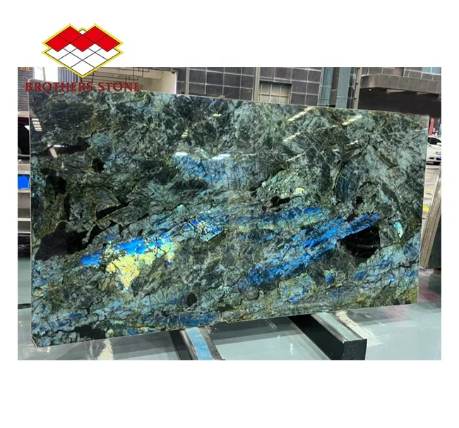 Brazil Blue Labradorit Natural Granite Bathroom Wall Tiles Granite Natural Crystal Blue Granite Semi-transparent Background Wall