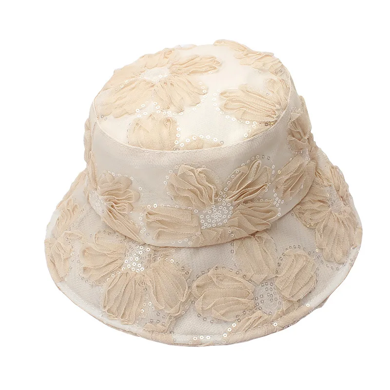 2024 Lace Flower UV Resistance Women Summer Popular Custom Logo Bucket Fisherman String Camping Outdoor Bucket Hat