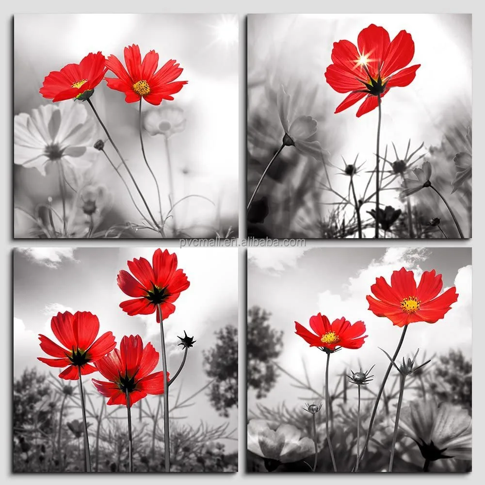 Nordic style modern living room picture abstract red flower wall picture home decoration canvas art print wall art painting