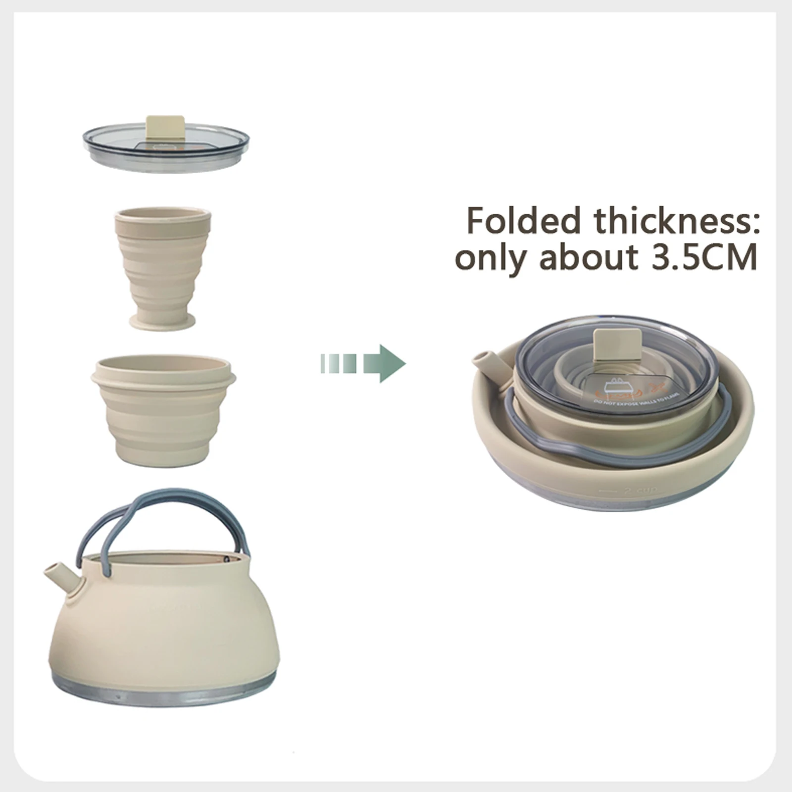 New Design 1.5L Collapsible Portable Camping Kettle Silicone Foldable Cooking Pot