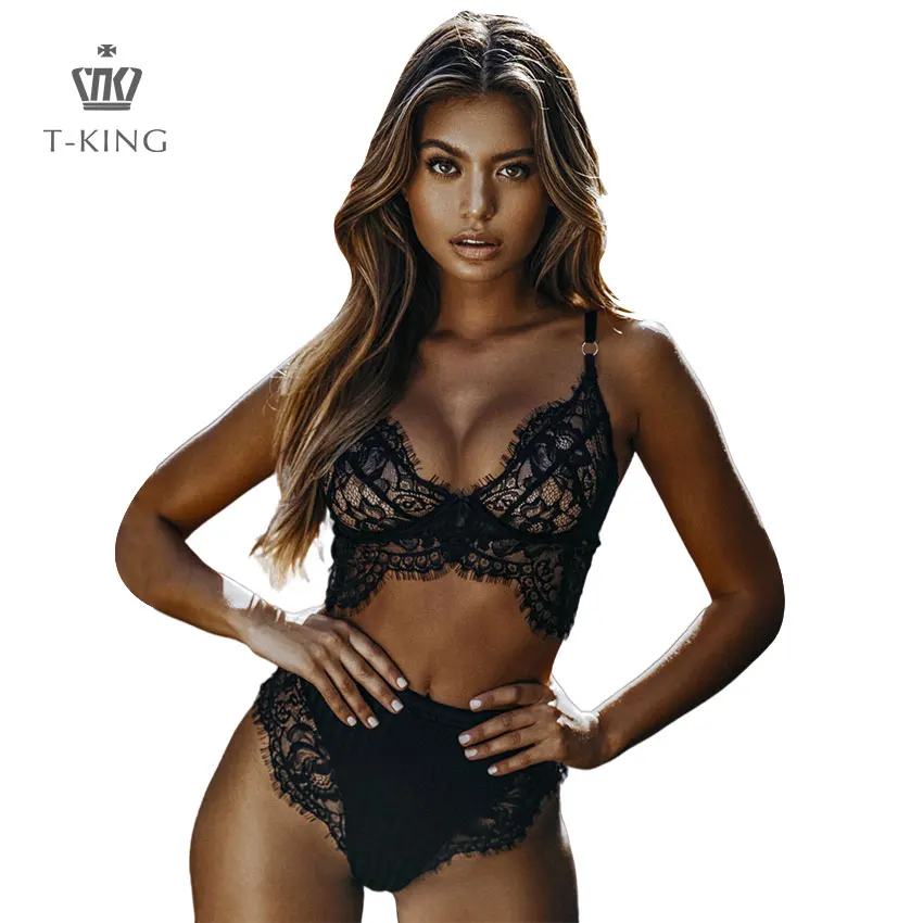 
Tking Wholesale Cheap Price Black and white Fashion Women Lace Balconette Bralette Set Sexy Lingerie Three point  (1600201779346)