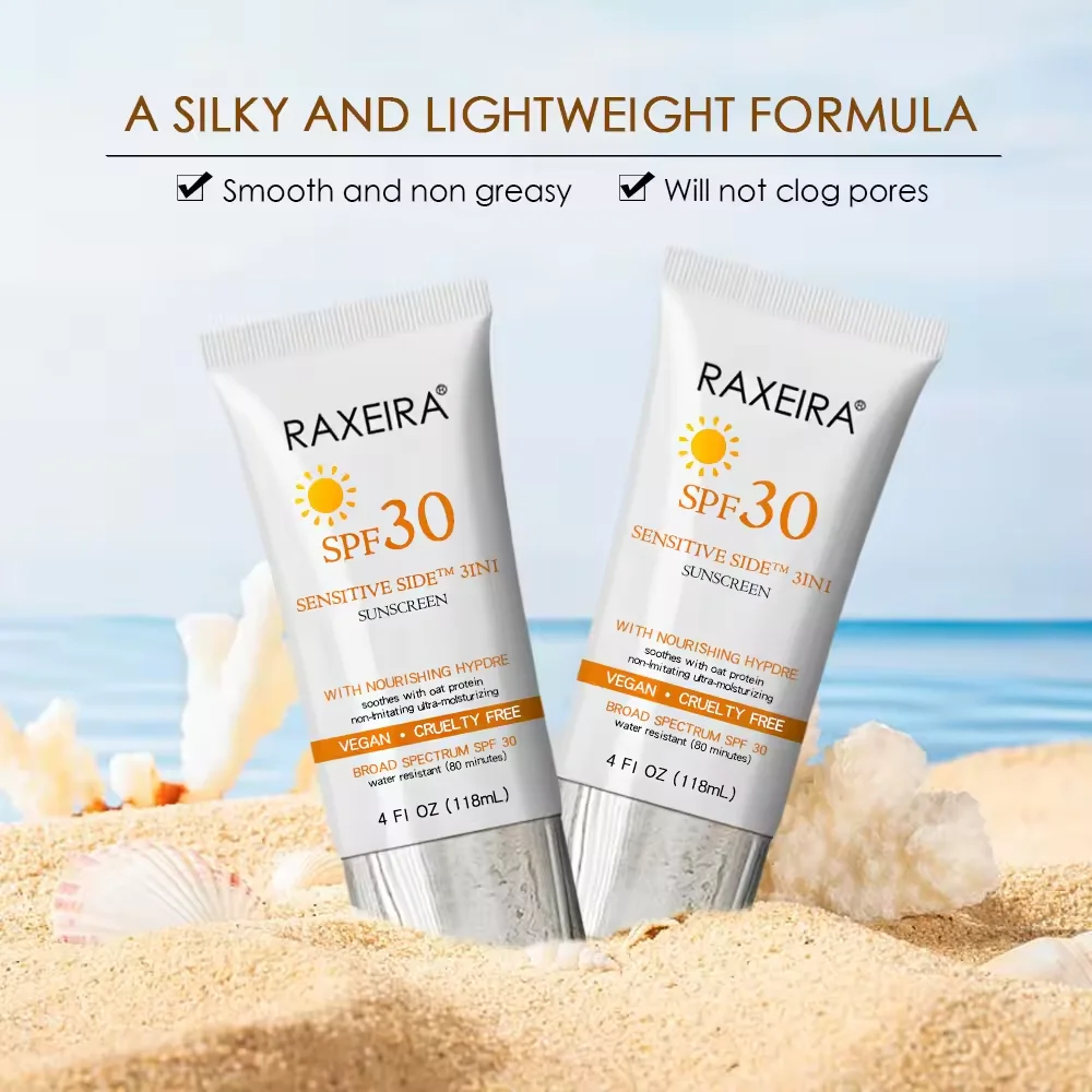 Private Label Organic Sunscreen Cream SPF 30 Natural UVA UVB Protection Moisturizing Sunscreen Cream