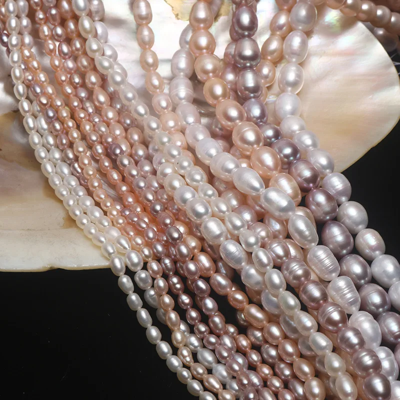 Wholesale natural freshwater rice shape pearl 3-9mm rice beads loose beads DIY jewelry bracelet necklace jewelry marking