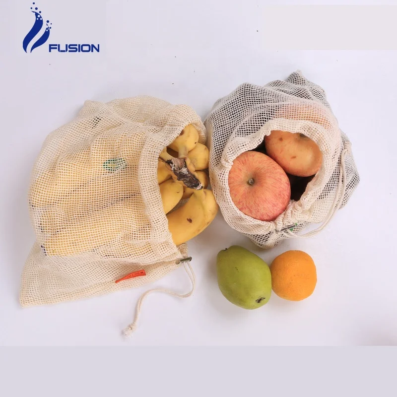 Fruit drawstring bag Cotton Mesh bag cotton net bag