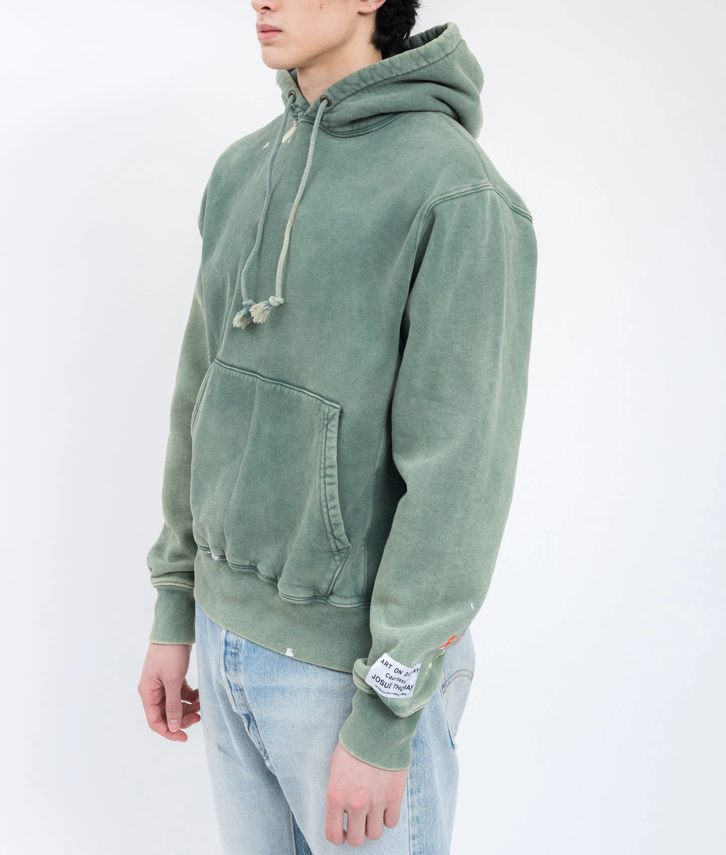 Custom Fashion Forest Green Gallery Dept Logo PAINTED Hoodie for men