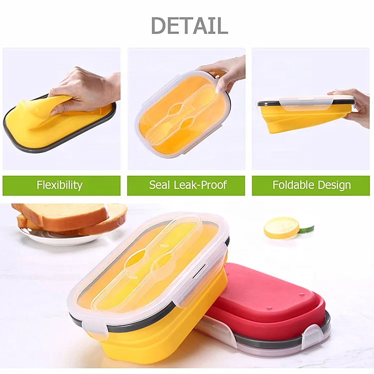 Collapsible Silicone Food Storage Container, Durable Meal box For Kitchen, Bento Lunch Boxes