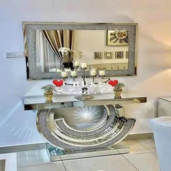 2022 Foshan Gude Wholesale Home Furniture Console Table With Mirror Modern Crushed Crystal Diamond Console Tables