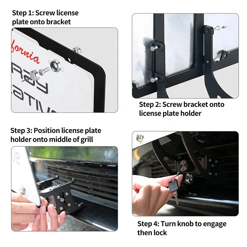 New License Plate Frame For Tesla Model Y With Lock US Tag License Bracket License Plate Holder For Tesla Accessories 2023
