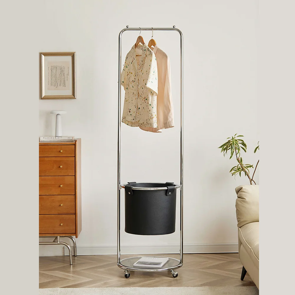 Kainice wholesale factory metal standing tree coat rack for cloth floor hanger acrylic shoe storage dirty bucket display rack