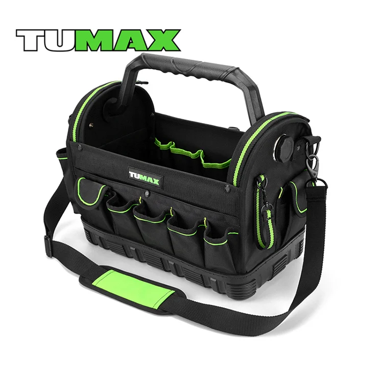 2021 High Quality Leather Tool Pouch Electrician Tote Bag heavy duty with hard base