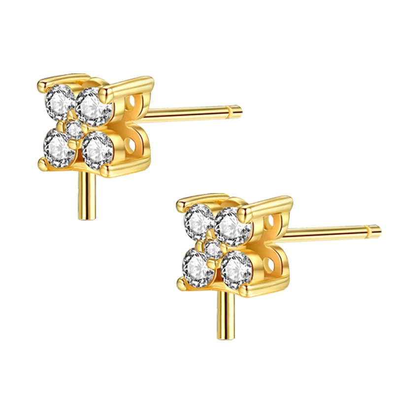 factory direct sales semi-finished product inlaid with zircon gold and silver Ear Studs accessories  Pearl Jewellery Ear Studs
