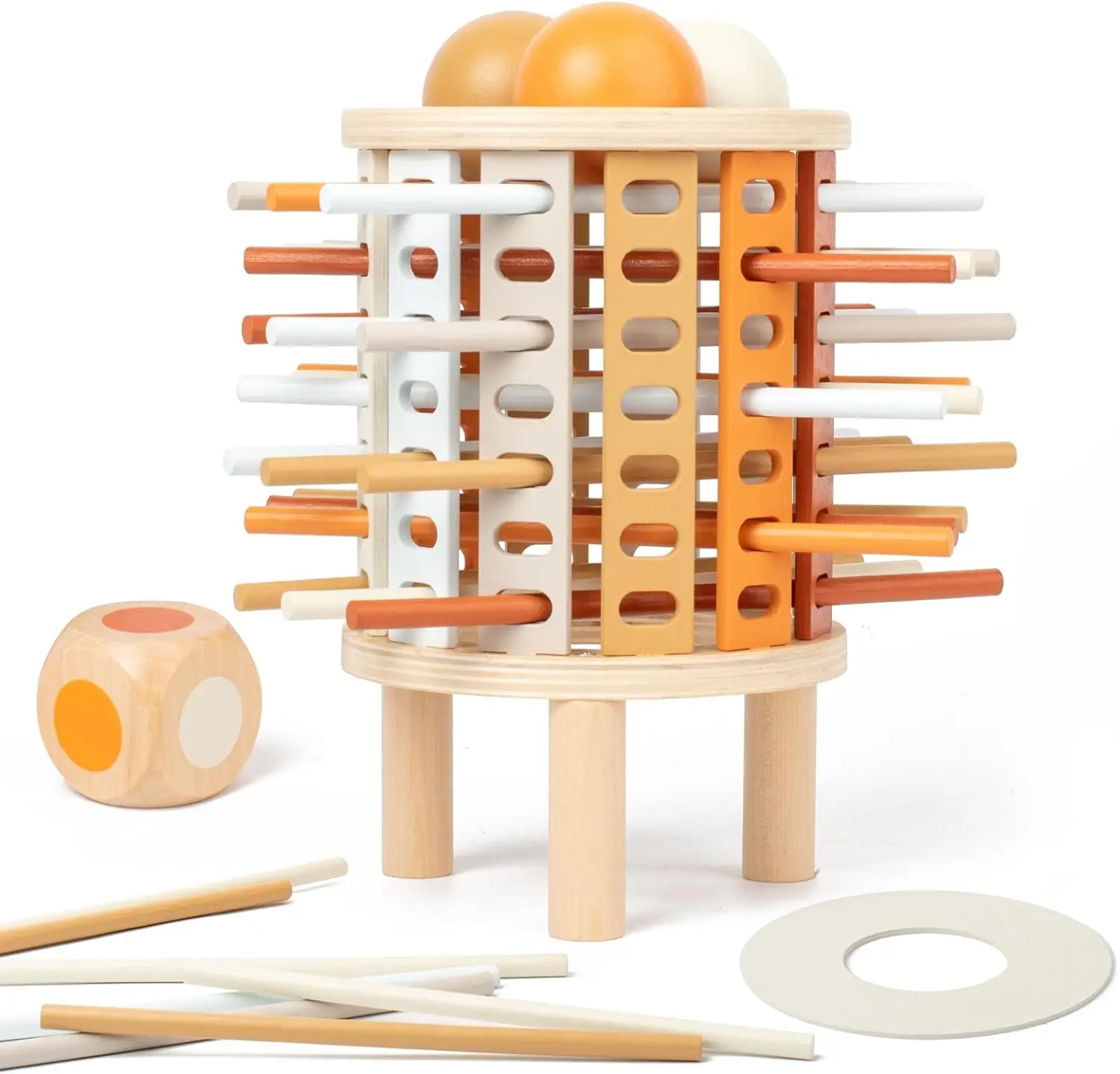Montessori Wooden Board Games for Kids indoor Colorful Stick Math Educational Toys Dice Games Classic Fun Kerplunk Family Game
