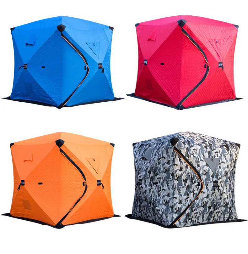 Custom Outdoor Shelter Ice Cube Winter Fishing Portable Tenting Square Automatic Pop Up Hiking Insulated Camping Tent For Party