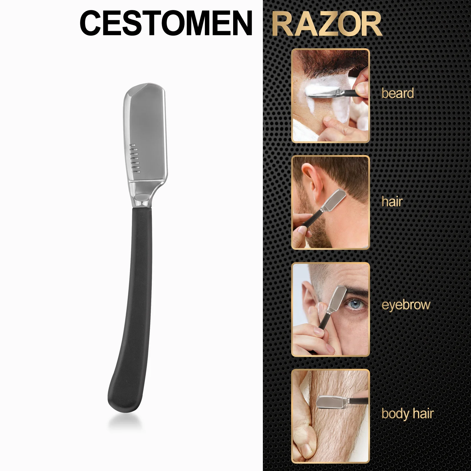Straight Edge Razor Zinc Alloy Barber Razor Men Shaver Custom Logo Plastic Rubber Men System Safety Razor
